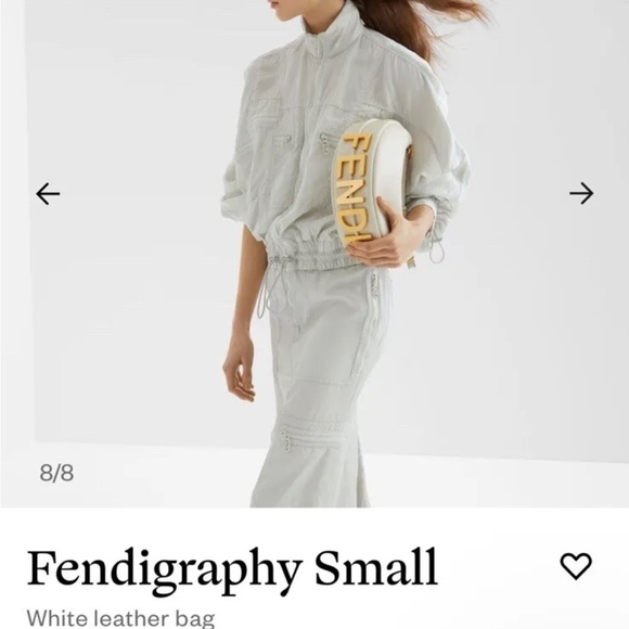 Fendi Fendigraphy Small White Leather Hobo Shoulder Bag Gold Hardware Full Set - Picture 2 of 16